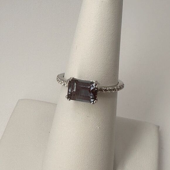 Channel Set Baguette Lab Alexandrite Ring in 14K White Gold  NWT Lab created 2ct Alexandrite with diamond accents in 14k white gold ring!